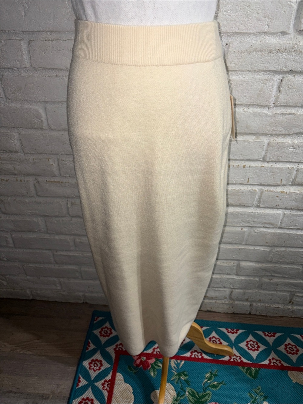 a new day Cream Knit Maxi Pencil Skirt Size M